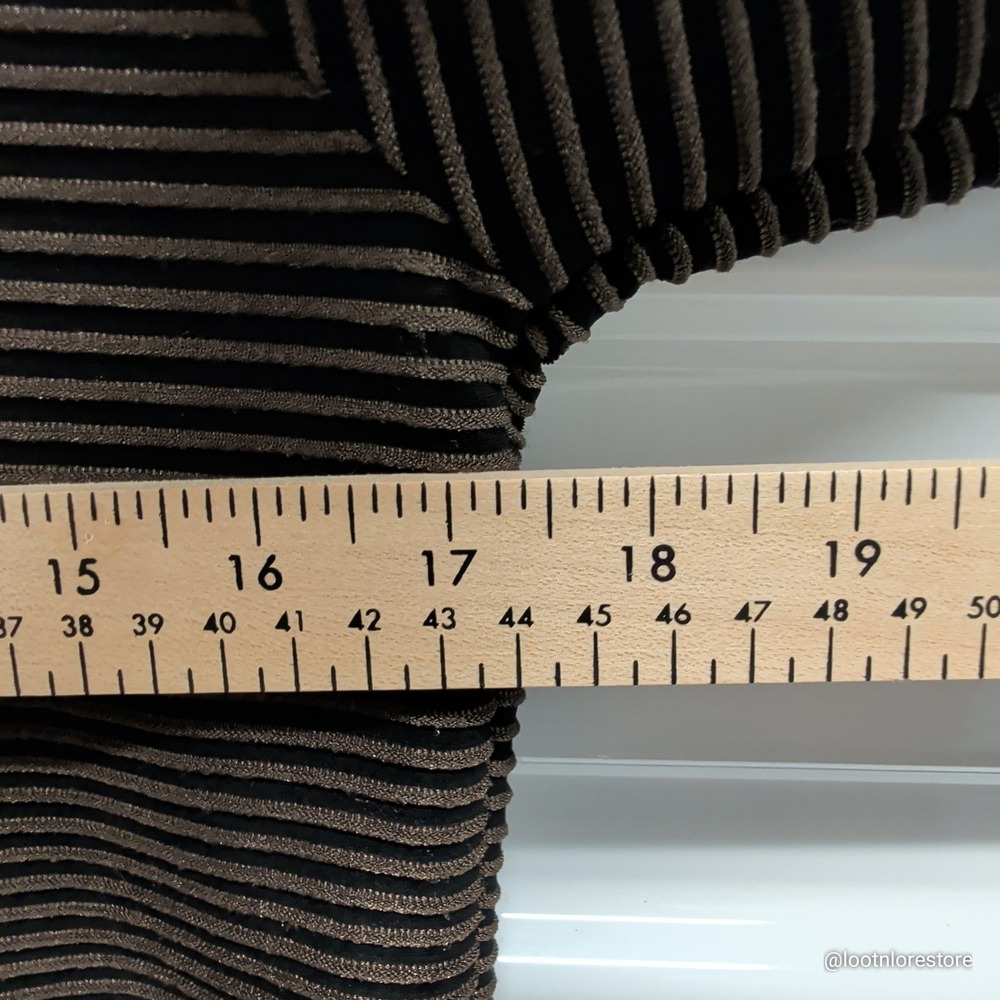 Andria Lieu Collection Top Womens Large Black Bronze Striped Zip Mock Neck L/S - Picture 6 of 7